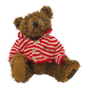 Giorgio Beverly Hills 1996 Collectors Bear Plush Toy Crochet Red Striped Sweater